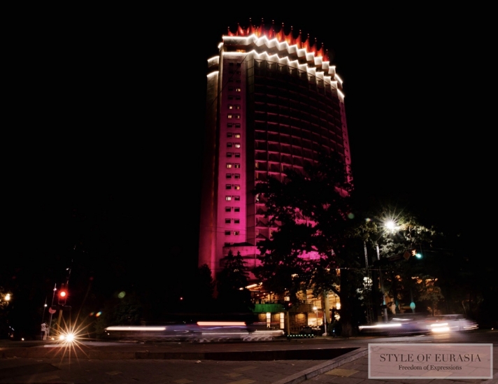 For the first time the hotel «Kazakhstan» is highlighted in pink